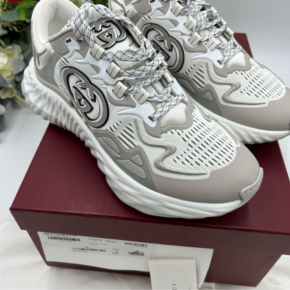 Men’s Gucci ripple sneakers interlocking G logo size 10.5 made in Italy NWT - Picture 1 of 11